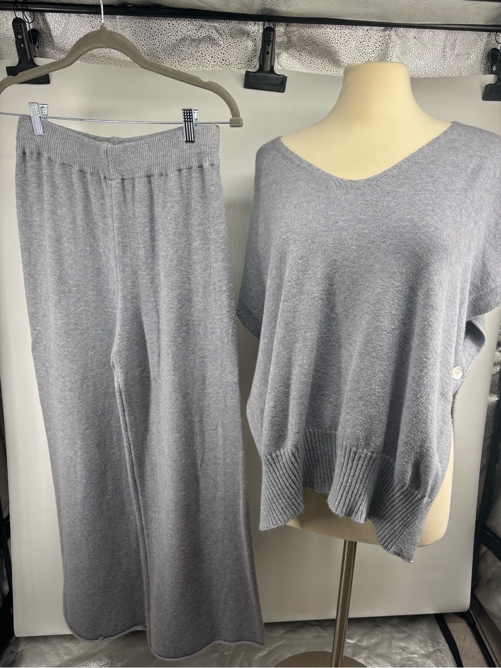 Gray Knit Two-Piece Lounge Set